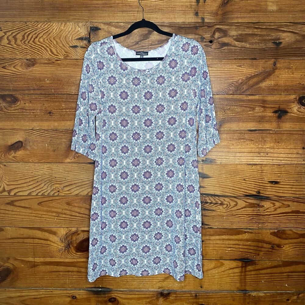 Market & Spruce 3/4 sleeve pattern midi dress size Medium